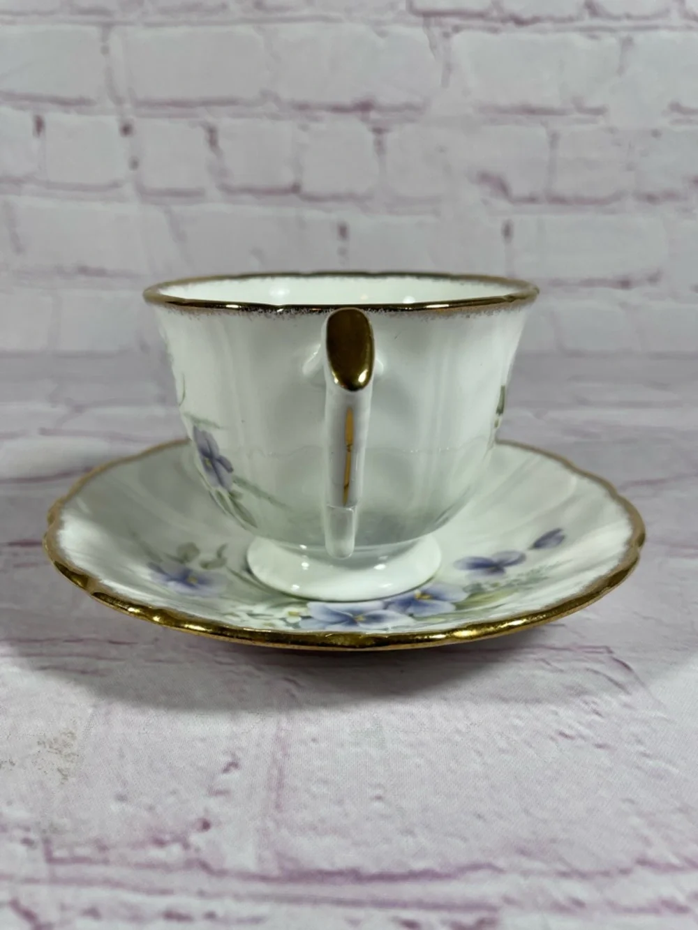 Vintage Royal Stanley Purple Pansies Teacup and Saucer Set England